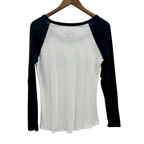 Chaser LOVE Raglan Tee Womens Medium Rainbow Black White Long Sleeve - Picture 3 of 7